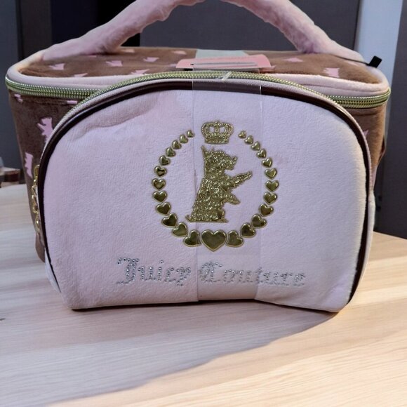 Juicy Couture Handbags - Juicy Couture 2 Piece Pink and Brown Makeup tote. NWT